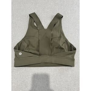 Lululemon Sports Bra Women 8 Green Fast Free Olive Gym Workout Yoga Active Wear